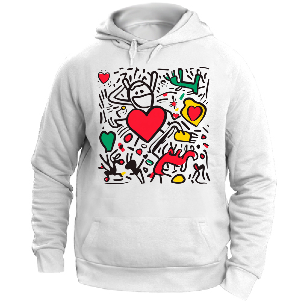 Felpa Unisex con Cappuccio I Love You Haring Style 10 Board 55