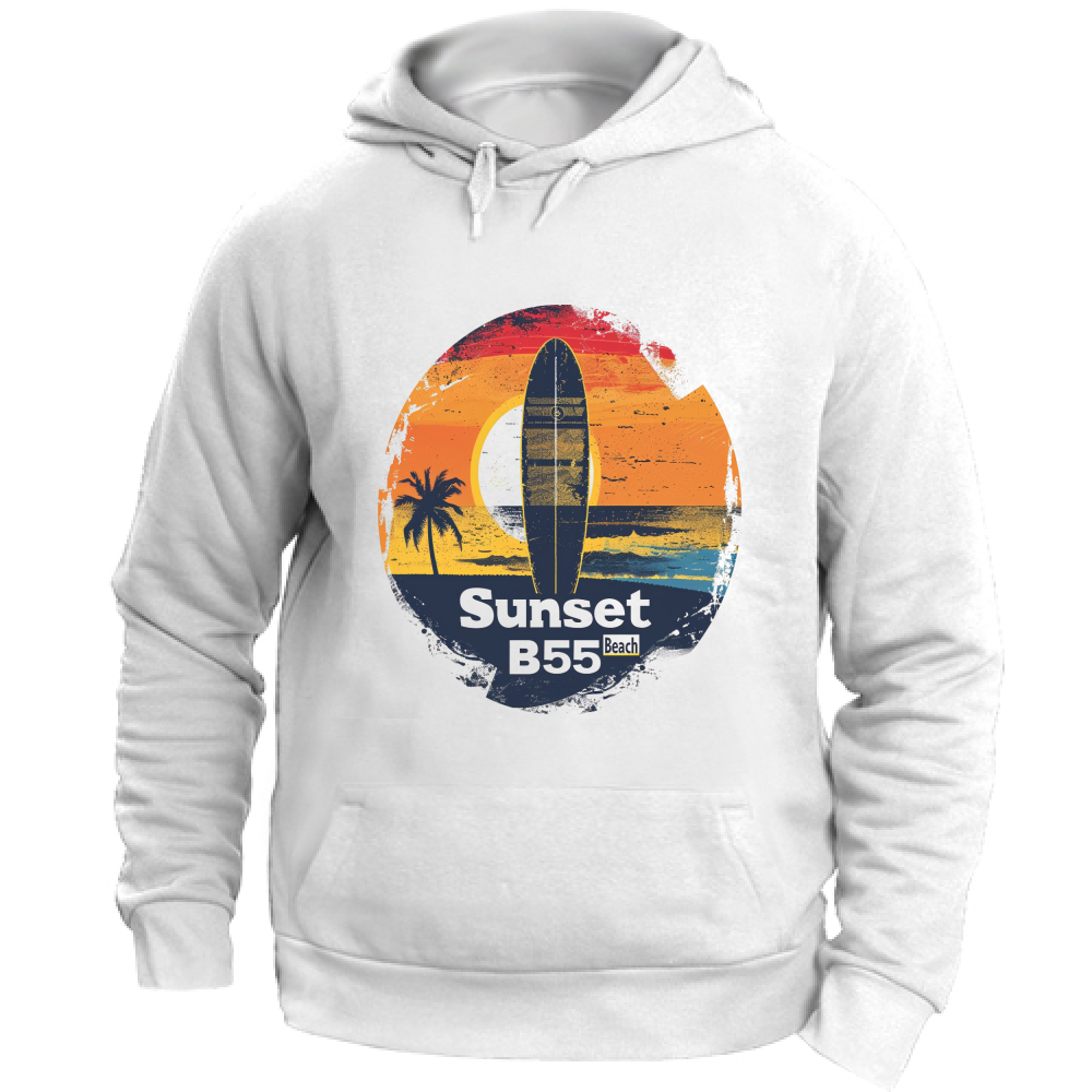 Felpa Unisex con Cappuccio Sunset Beach Board 55