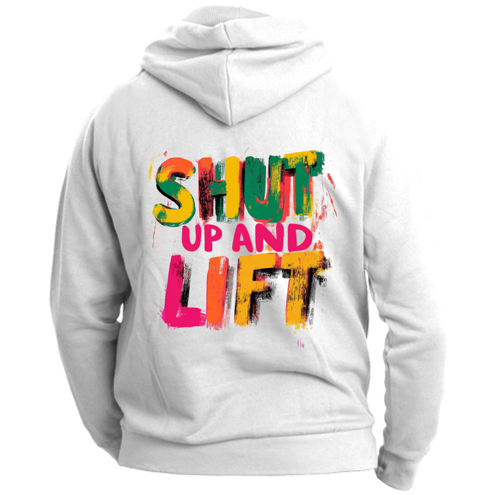 Felpa Unisex con Cappuccio Shut Up and Lift Pop Art Style