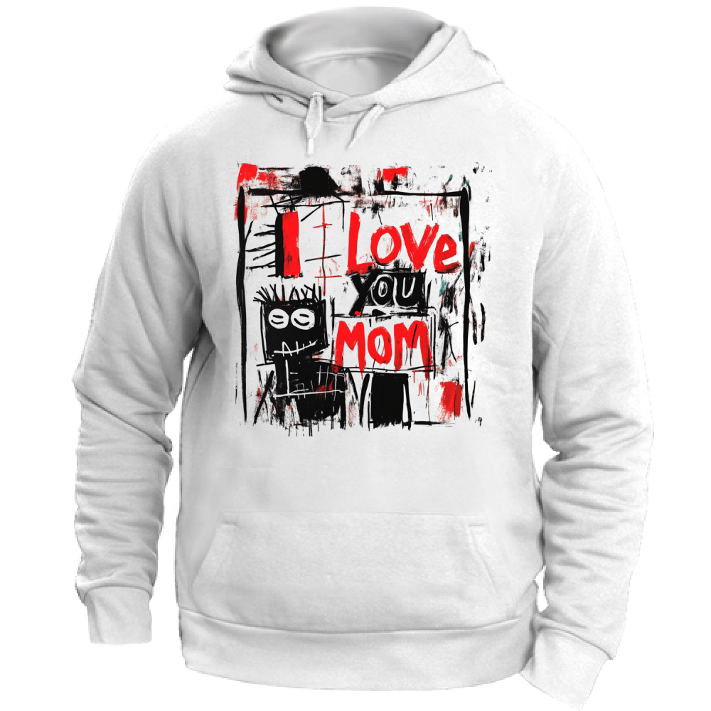 Felpa Unisex con Cappuccio I Love You Mom Basquiat Style