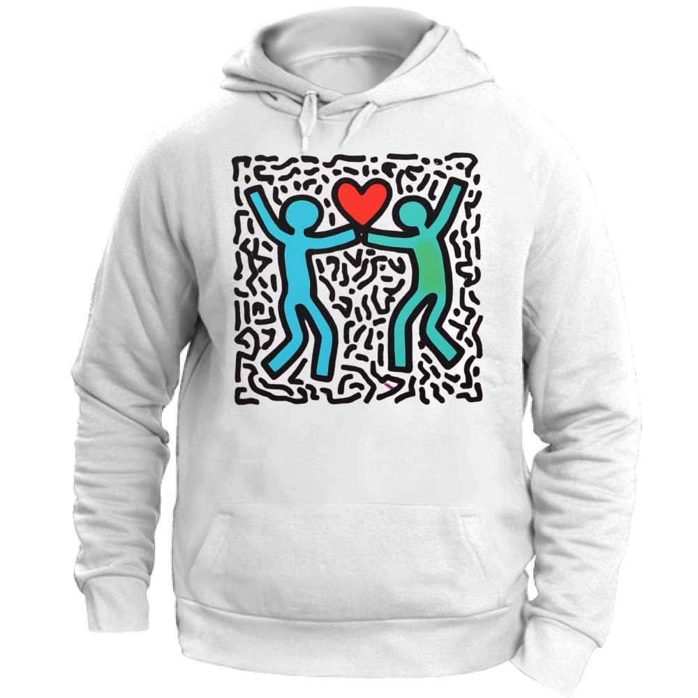 Felpa Unisex con Cappuccio I Love You Haring Style 4 Board 55