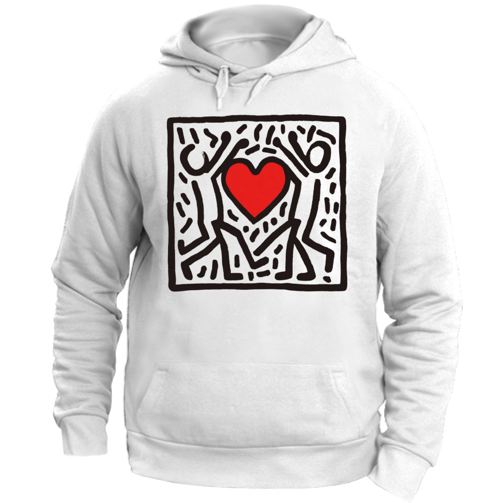 Felpa Unisex con Cappuccio I Love You Haring Style 7 Board 55