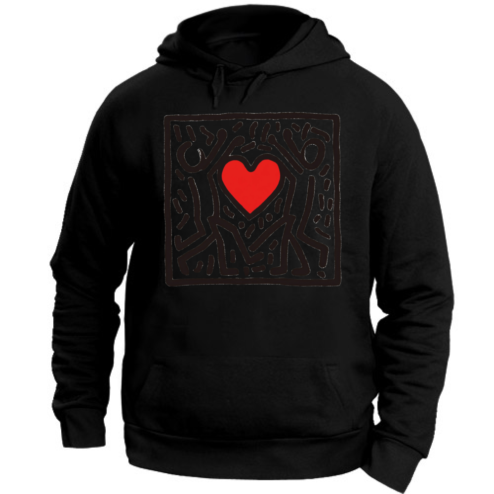 Felpa Unisex con Cappuccio I Love You Haring Style 7 Board 55