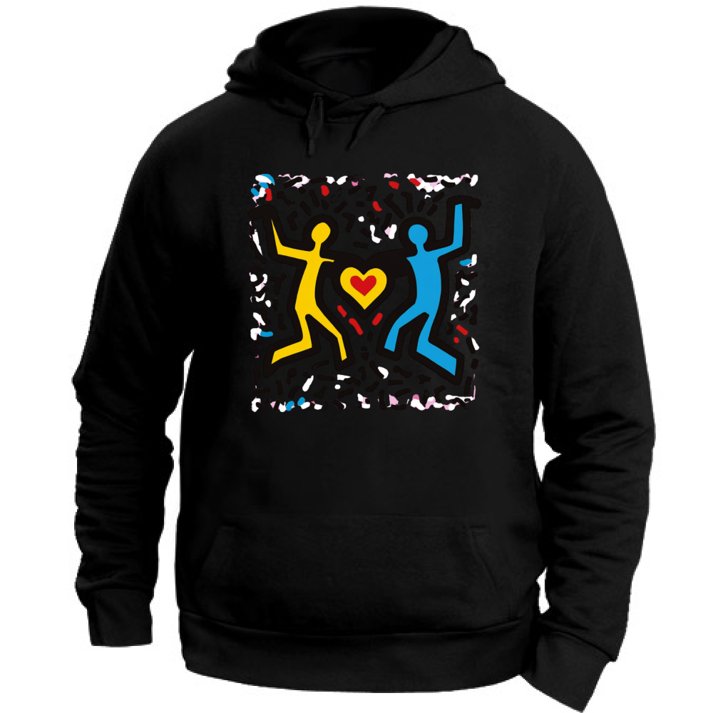 Felpa Unisex con Cappuccio I Love You Haring Style 3 Board 55