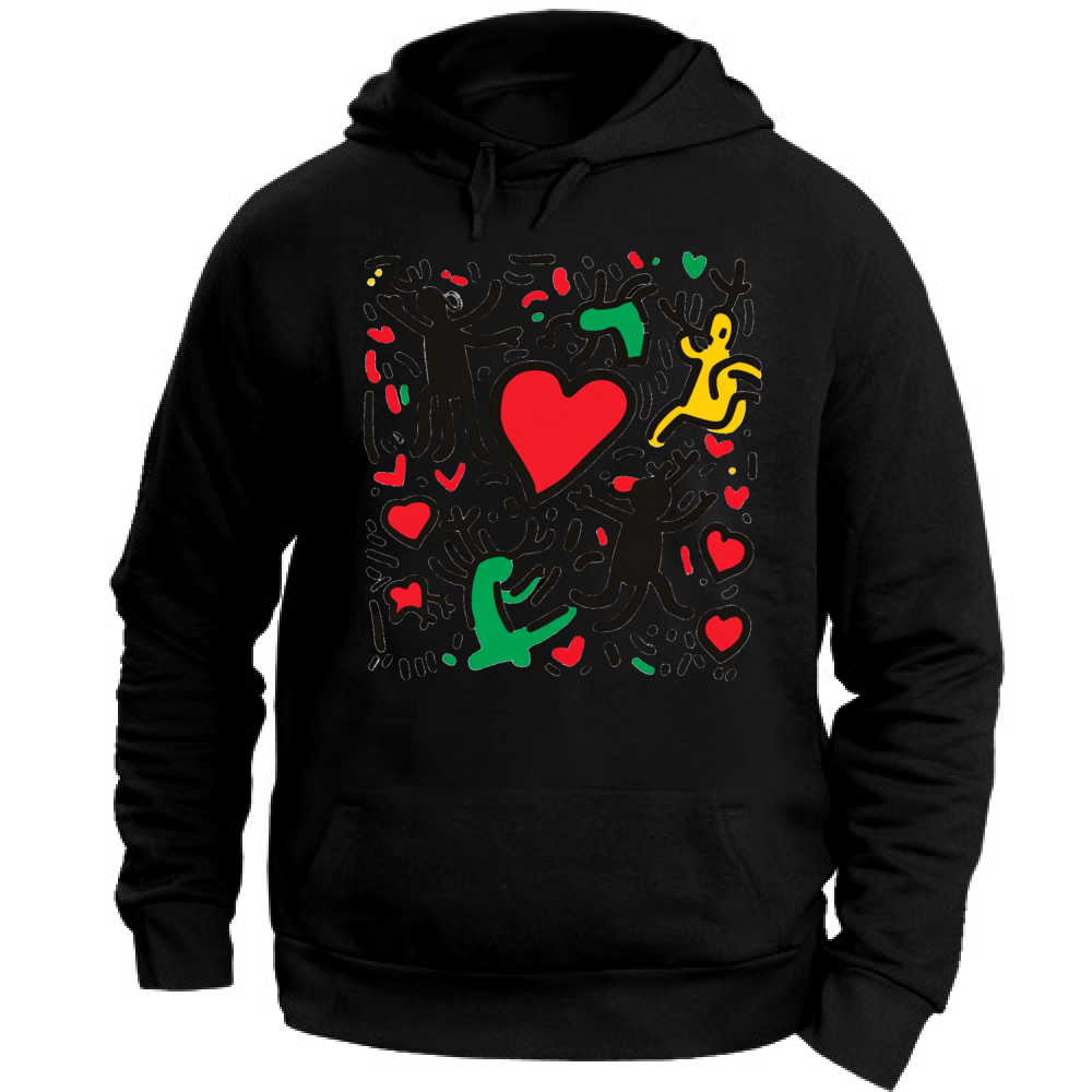 Felpa Unisex con Cappuccio I Love You Haring Style 8 Board 55