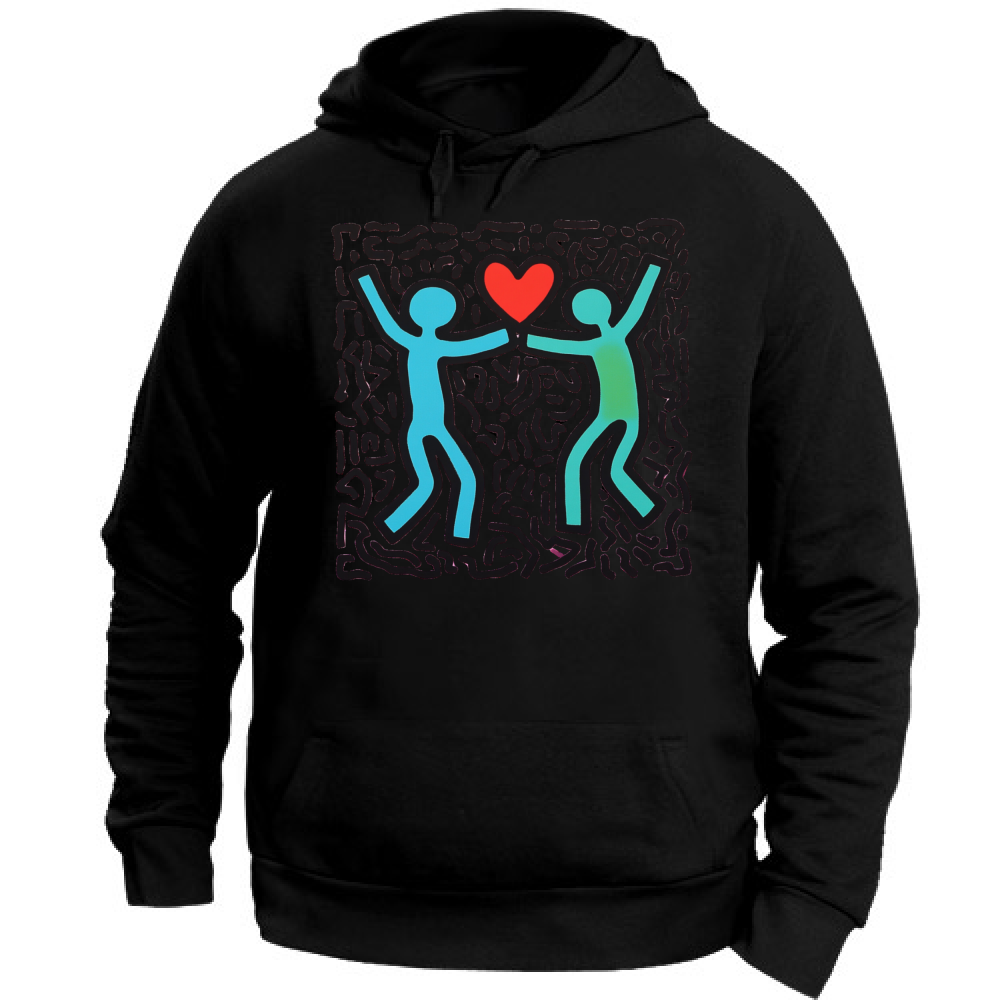 Felpa Unisex con Cappuccio I Love You Haring Style 4 Board 55