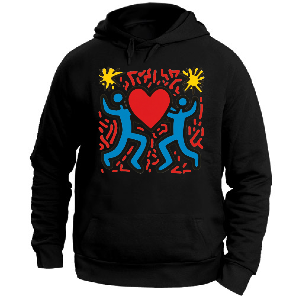 Felpa Unisex con Cappuccio I Love You Haring Style 5 Board 55