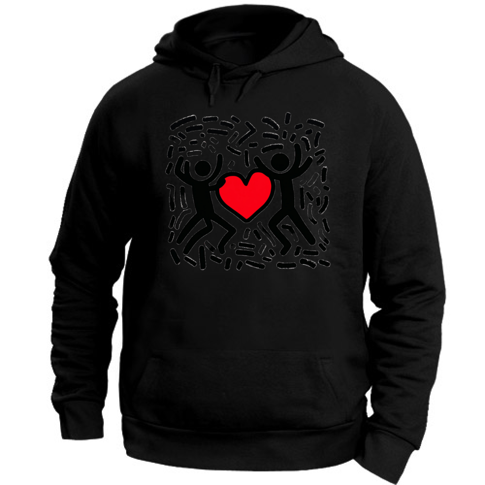 Felpa Unisex con Cappuccio I Love You Haring Style 6 Board 55