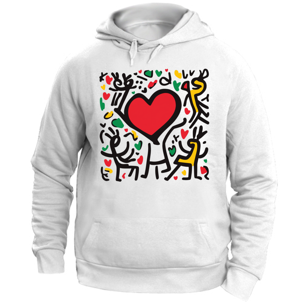 Felpa Unisex con Cappuccio I Love You Haring Style 9 Board 55