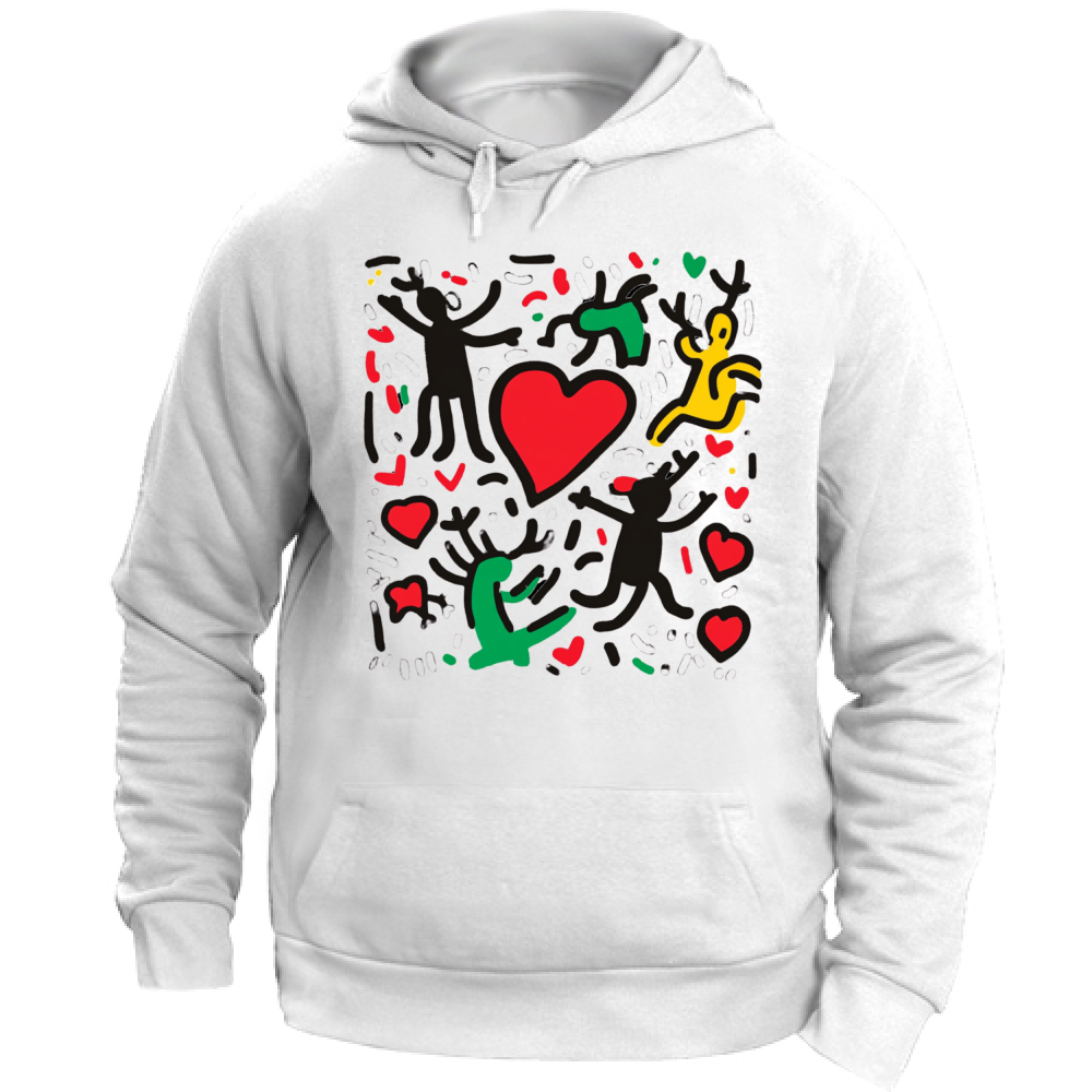 Felpa Unisex con Cappuccio I Love You Haring Style 8 Board 55