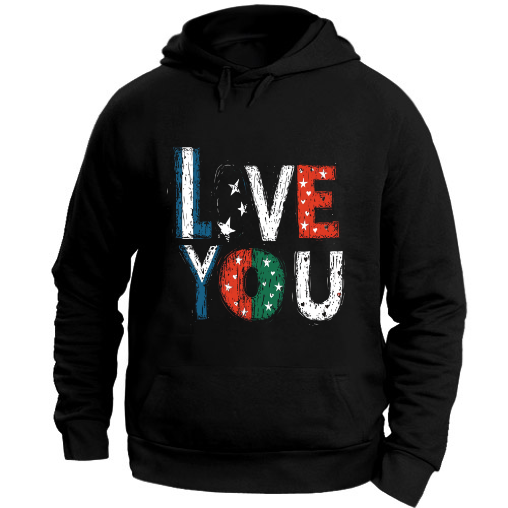 Felpa Unisex con Cappuccio I Love You Pop Art Style 3 Board 55