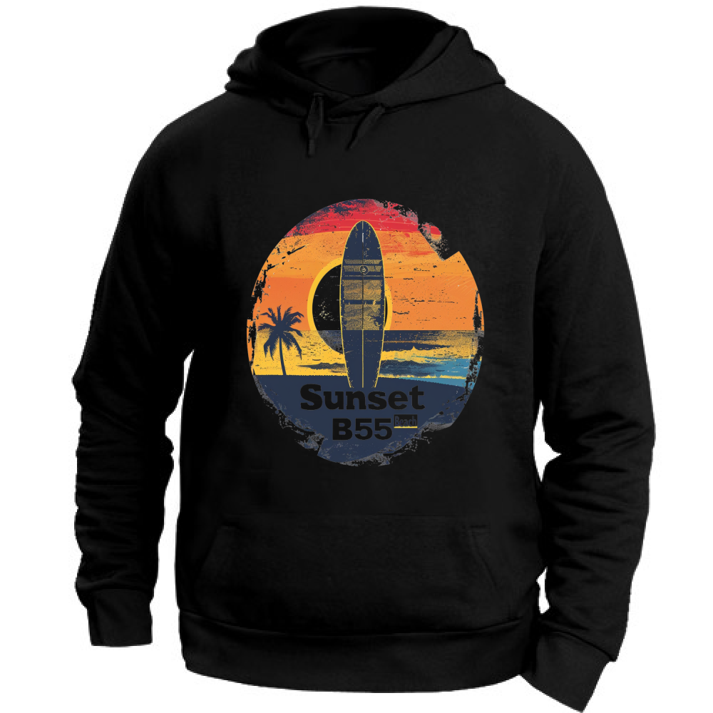 Felpa Unisex con Cappuccio Sunset Beach Board 55